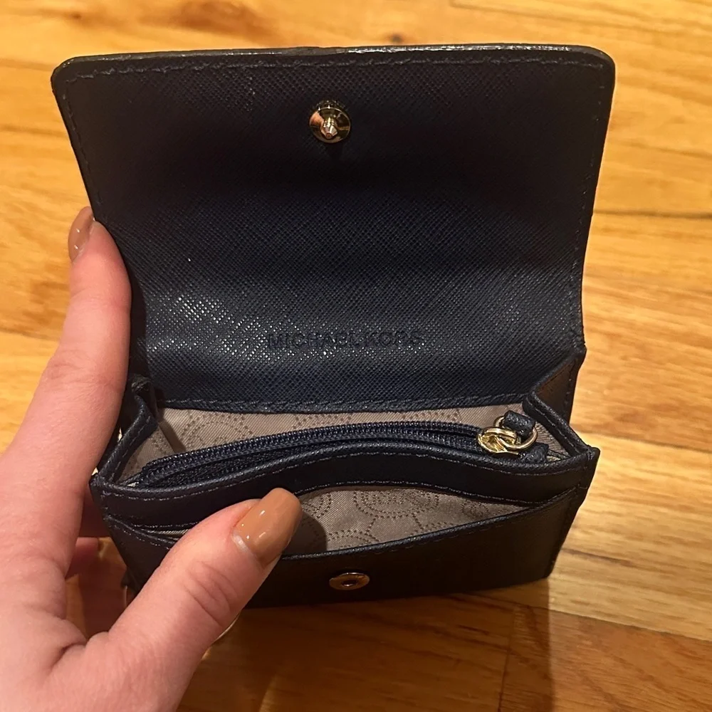 Michael Kors Navy Wallet with Gold Logo